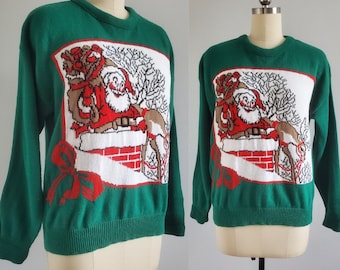 1970s True Vintage Christmas Sweater by Southern Lady - 70s Christmas Sweater - Women's Vintage Size Large/ XL