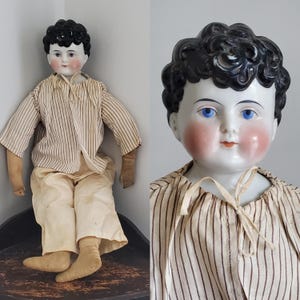 Antique China Doll wirh Beautiful Curly Hair - 19.5&quot; Tall - Antique German Dolls - Collectible Dolls