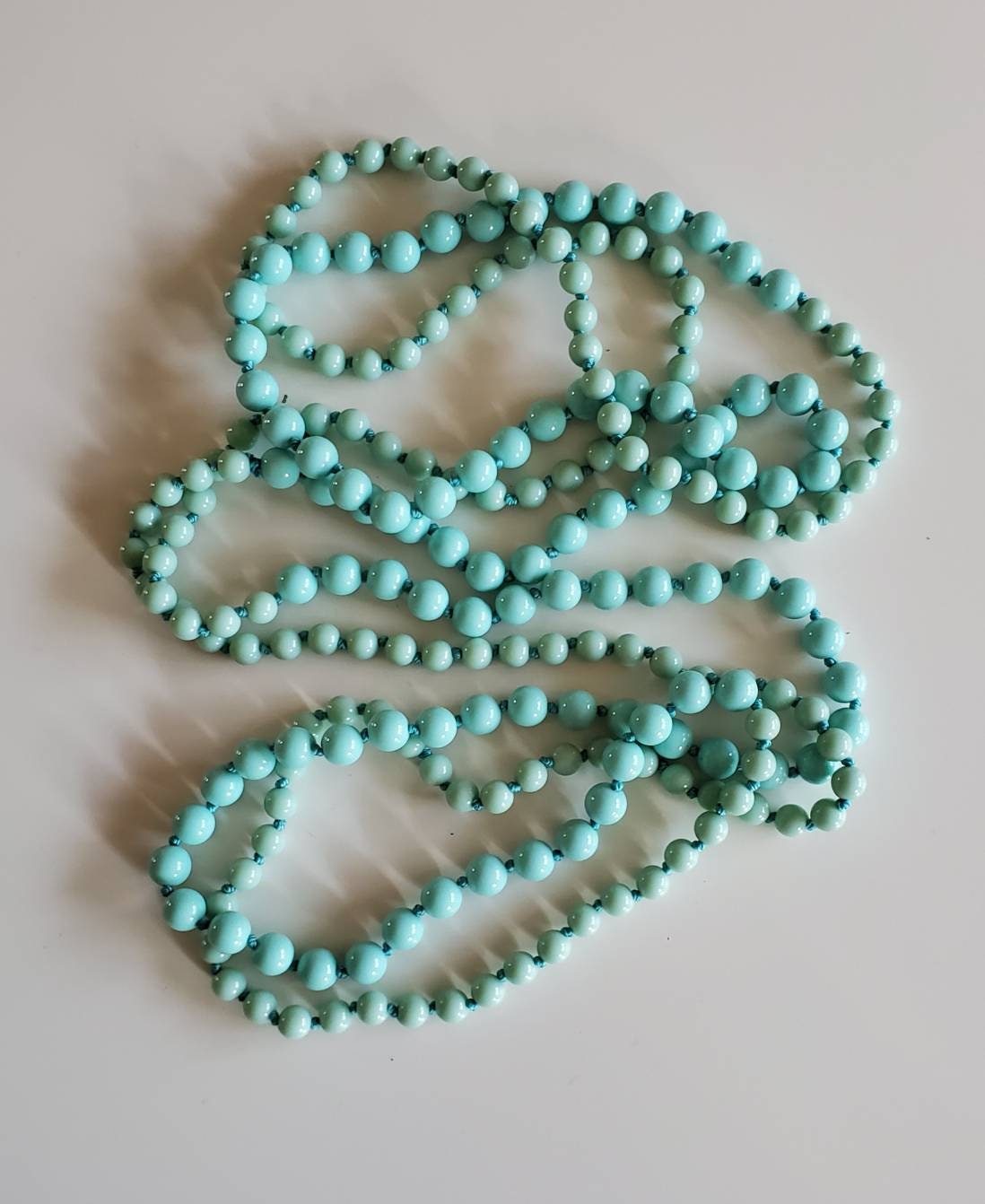1970's Extra Long Love Bead Necklace 70s does 20s Jewelry 70's Accessories
