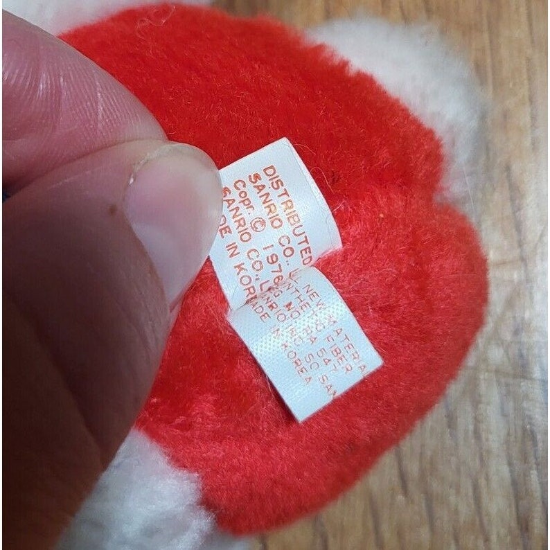 Vintage Hello Kitty Sanrio Plush Side Sitting Stuffed Red Plush