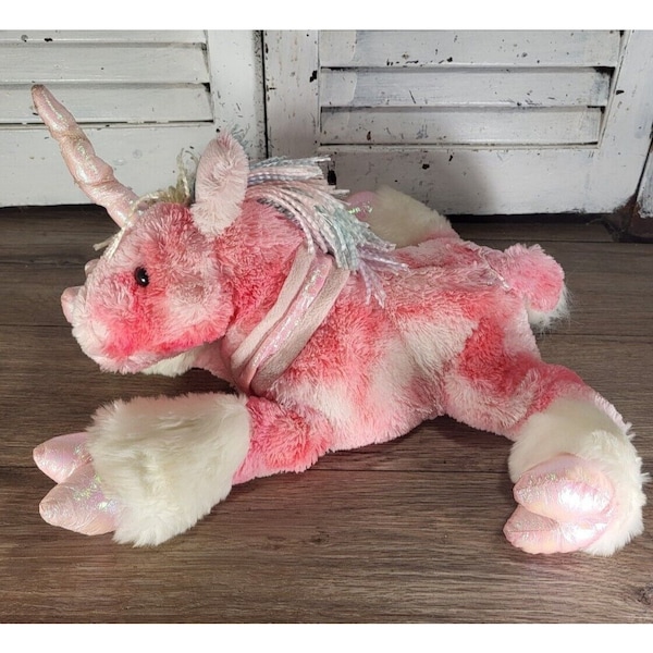 Animal Alley Toys R Us rosa Unicorn Horse Peluche farcito 2000 criniera arcobaleno pastello