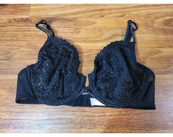 Sujetador de encaje negro vintage Y2K de Victoria's Secret, talla 36D