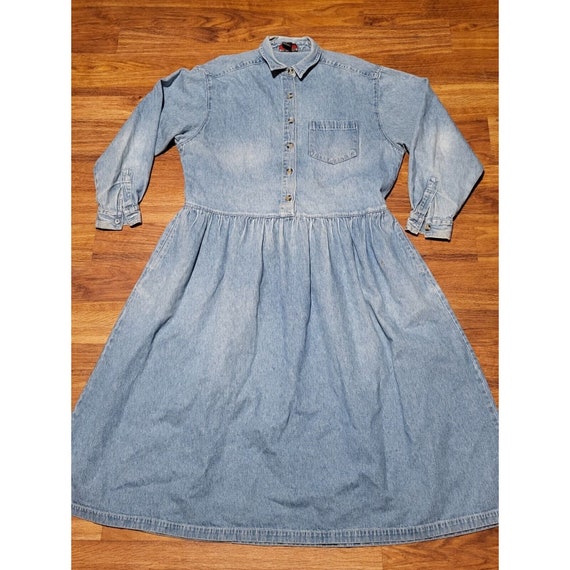 Vintage Savannah Blue Denim  Maxi Dress Sz XL Hal… - image 1