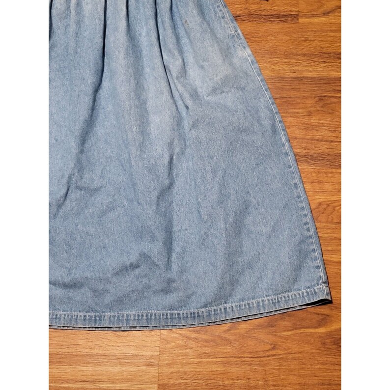 Vintage Savannah Blue Denim Maxi Dress Sz XL Half Button Long Sleeve image 2