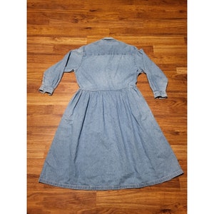 Vintage Savannah Blue Denim Maxi Dress Sz XL Half Button Long Sleeve image 6