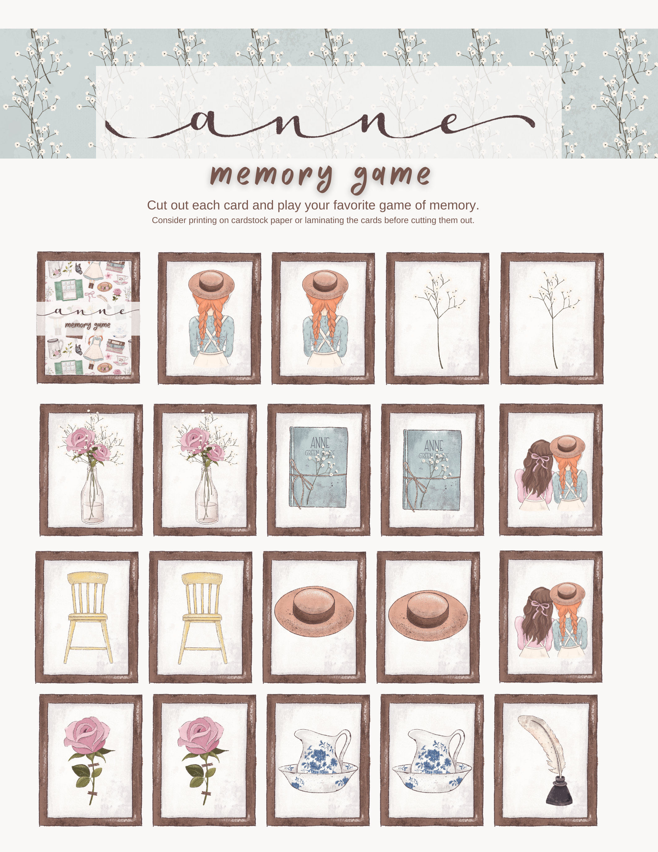 Anne of Green Gables Literature Activity Pages for Kids | Calendar ...