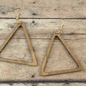 Laser Cut Wood Earrings, Triangle Laser Cut Wood Earrings image 4