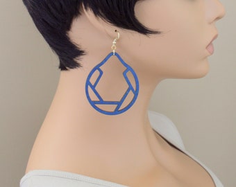 Laser Cut Wood Earrings, Hoop Laser Cut Wood Earrings