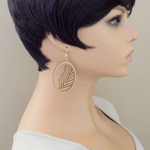 Laser Cut Wood Earrings, Round Flower Design Laser Cut Wood Earrings
