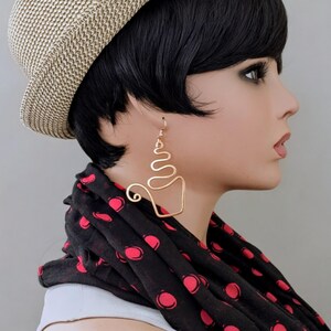 Wire Earrings: Non Tarnish Copper, Gold & Silver Coffee Cup Boho Statement Earrings