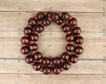 Chunky Cherry Red Wood Bead Necklace: Unisex Jewelry