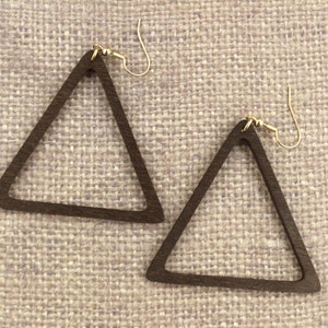 Laser Cut Wood Earrings, Triangle Laser Cut Wood Earrings image 3