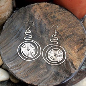 Wire Earrings: Non Tarnish Copper, Gold & Silver Wave and Spiral Boho Statement Earrings