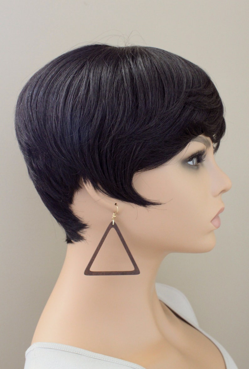 Laser Cut Wood Earrings, Triangle Laser Cut Wood Earrings image 1