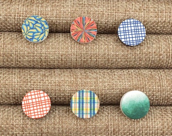Wood Stud Earrings: 16mm Round Photo Cabochon