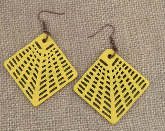 Web Shape Laser Cut Wood Earrings