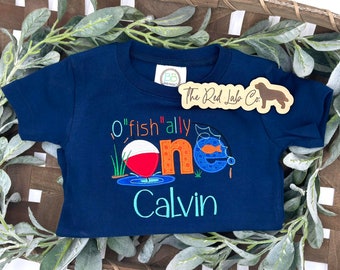 O"Fish"ally One Birthday Shirt, Birthday Shirt, Personalized Boy Shirt, Fishing, Embroidered, 1st birthday