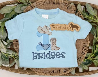 First Rodeo  Birthday Shirt, Birthday Shirt, Personalized Boy Shirt, Cowboy, Embroidered, 1st birthday