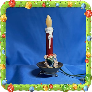 Hallmark Keepsakes Ornament, Chris Mouse Candle, first release in this series, 1985. Clip, pigtail light feature.