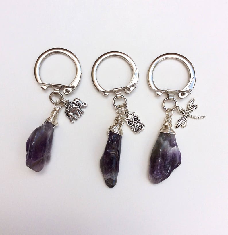 Amethyst keychain crystal keychain purse charm gifts for | Etsy