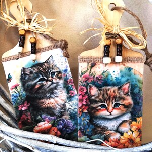 Alternative à la carte d'anniversaire chat, carte pour cadeau pour amoureux des chats, tableau décoratif printanier chat, décoration de maison chat, tableau suspendu d'inspiration vintage