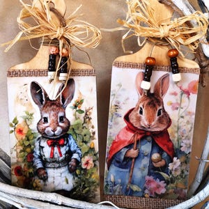 Süße Osterkartenalternative für Mama und Papa, Osterhasen-Deko, Frühlingsdekoration, Dekobretter, Ostergrußkarte für Eltern