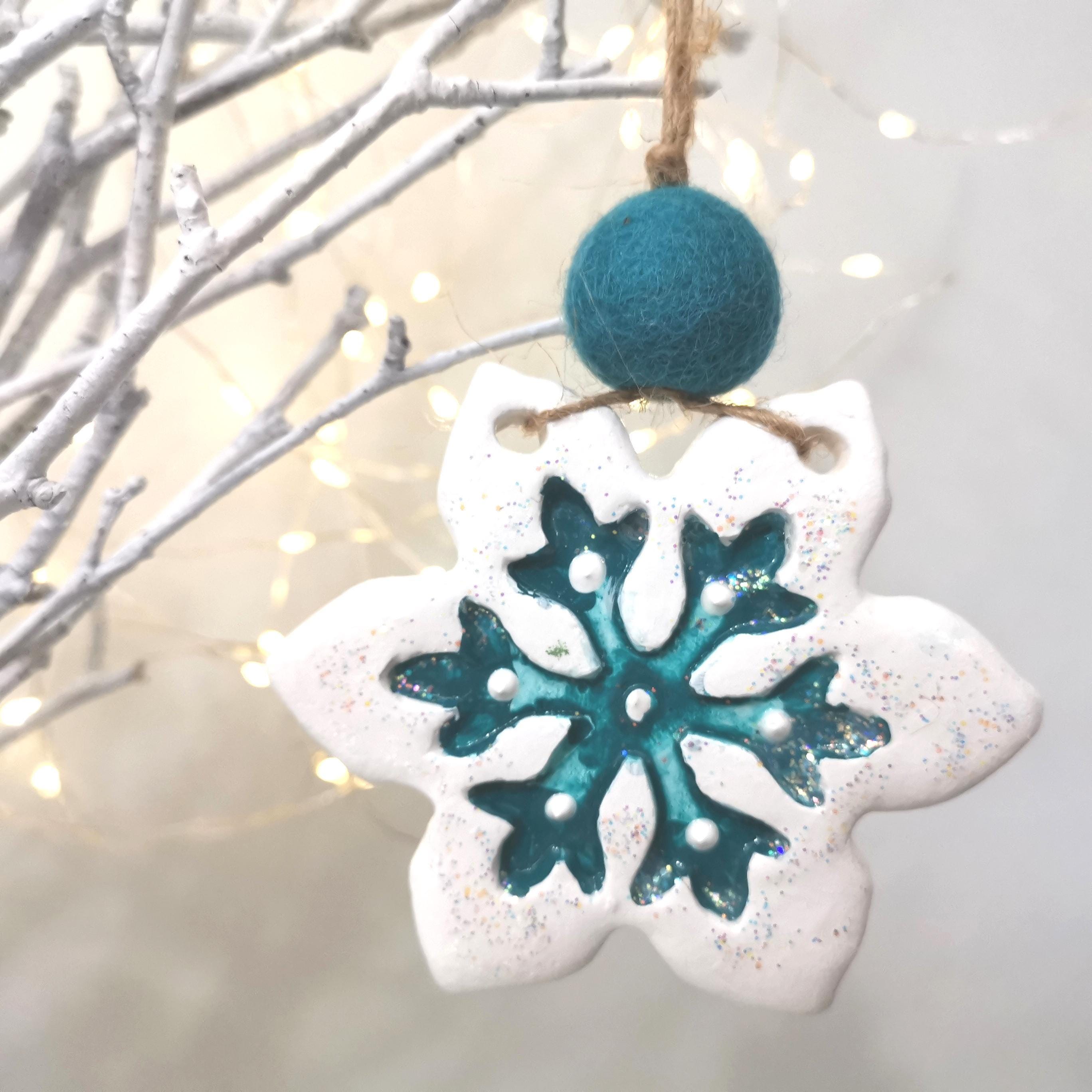 Snowflake Ornaments, Teal Christmas Ornaments, Snowflake Christmas Tree Ornaments, Snowflake Decorations, Scandinavian Christmas Decorations