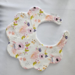 Pink Floral Scalloped Bib 0-6 months