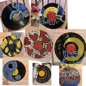 Hand Painted Vinyl Record Wall Art, Upcycled Retro Music Decor, Unique Statement Piece