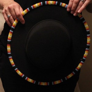 Custom Hand Beaded Wide Brim Fedora Felt Hat, seed bead 11/0, custom color/ pattern combination. hat band optional. Bild 7