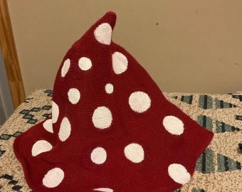 Hand painted Mushroom Witchy Fairy Knitted Hat