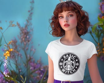 Basic Witch starbucks inspired  Next Level Womens Fitted T-shirt, direct to garment printing, no vinyl, sizes s-2XL