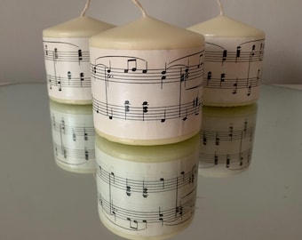 Set of 3 Vintage Sheet Music Candles: Classical Music Decor