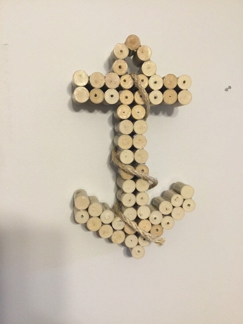 Nautical Cork Anchor Wall Decor Handmade from Wine Corks Etsy
