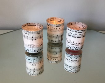 Set of 3 Music Votive Candle Holders and Tea Lights – Handmade Wedding, Centerpiece, Music  Décor