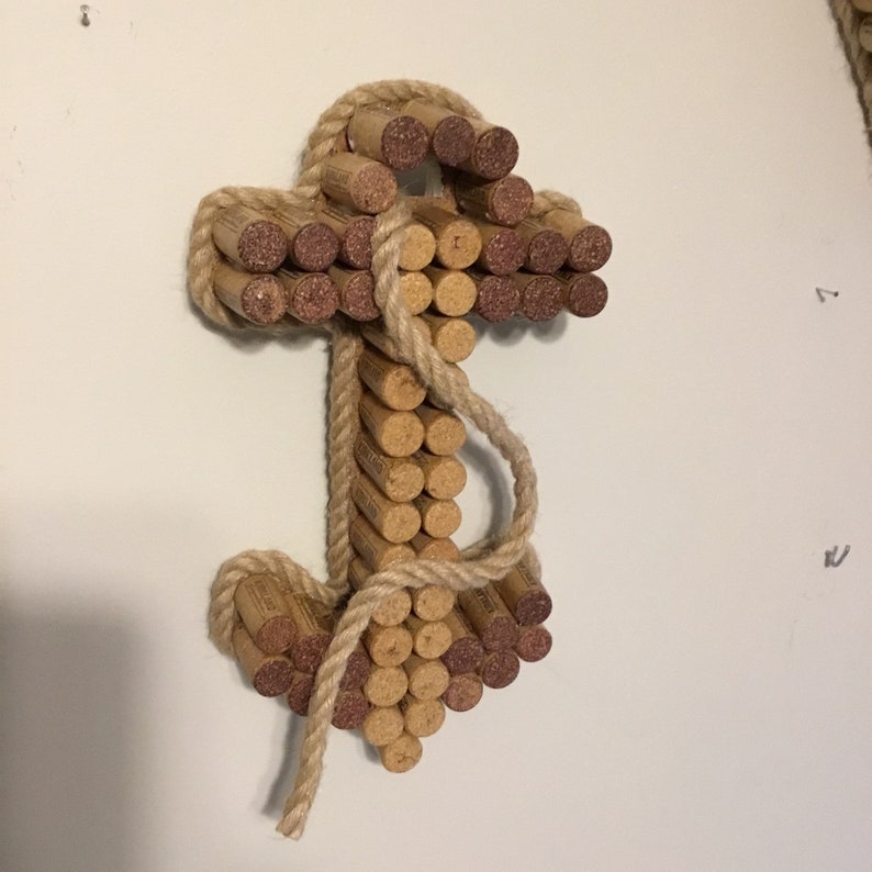Nautical Cork Anchor Wall Decor Handmade from Wine Corks Etsy
