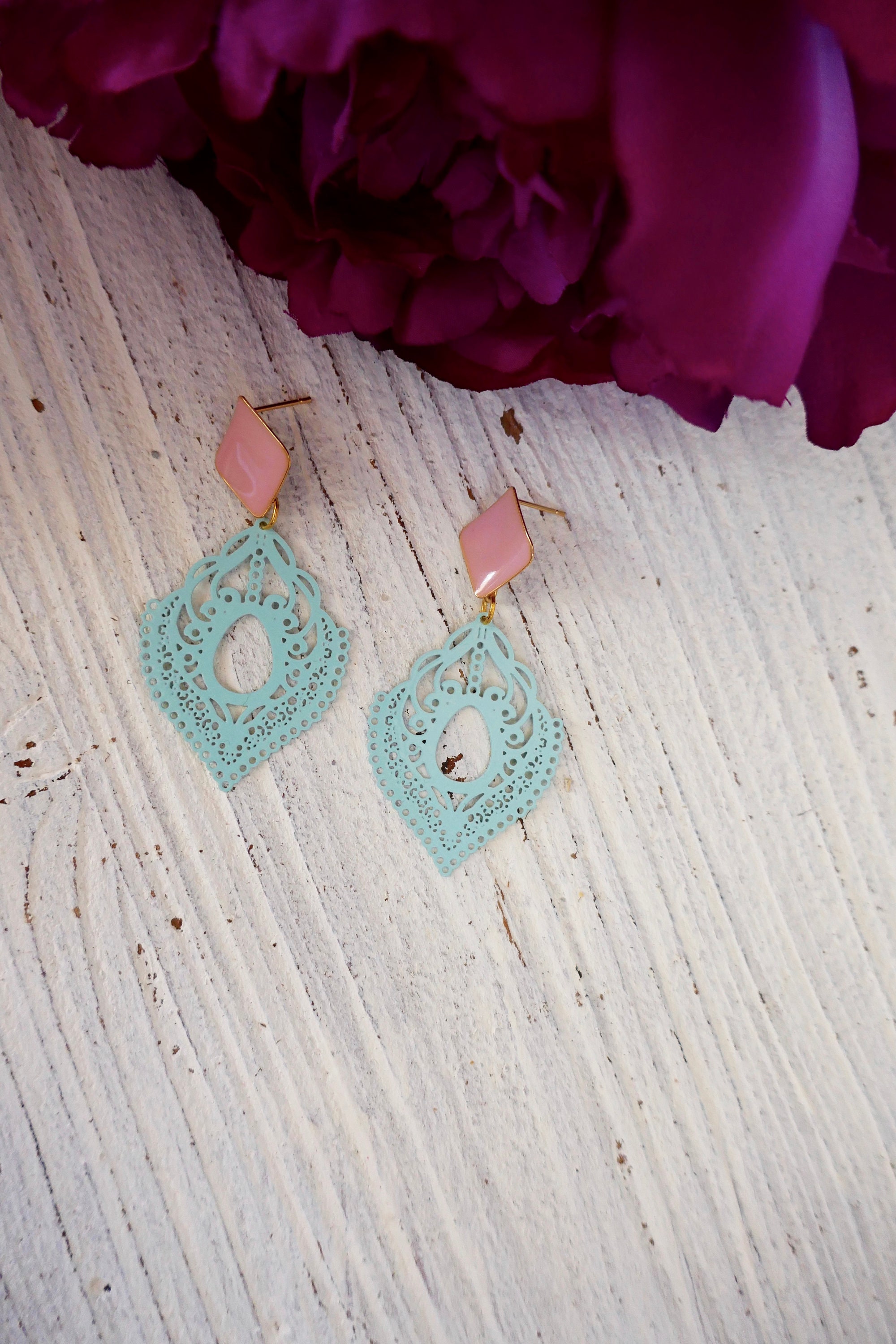 Colourful earrings pastel earrings cut out earrings Etsy