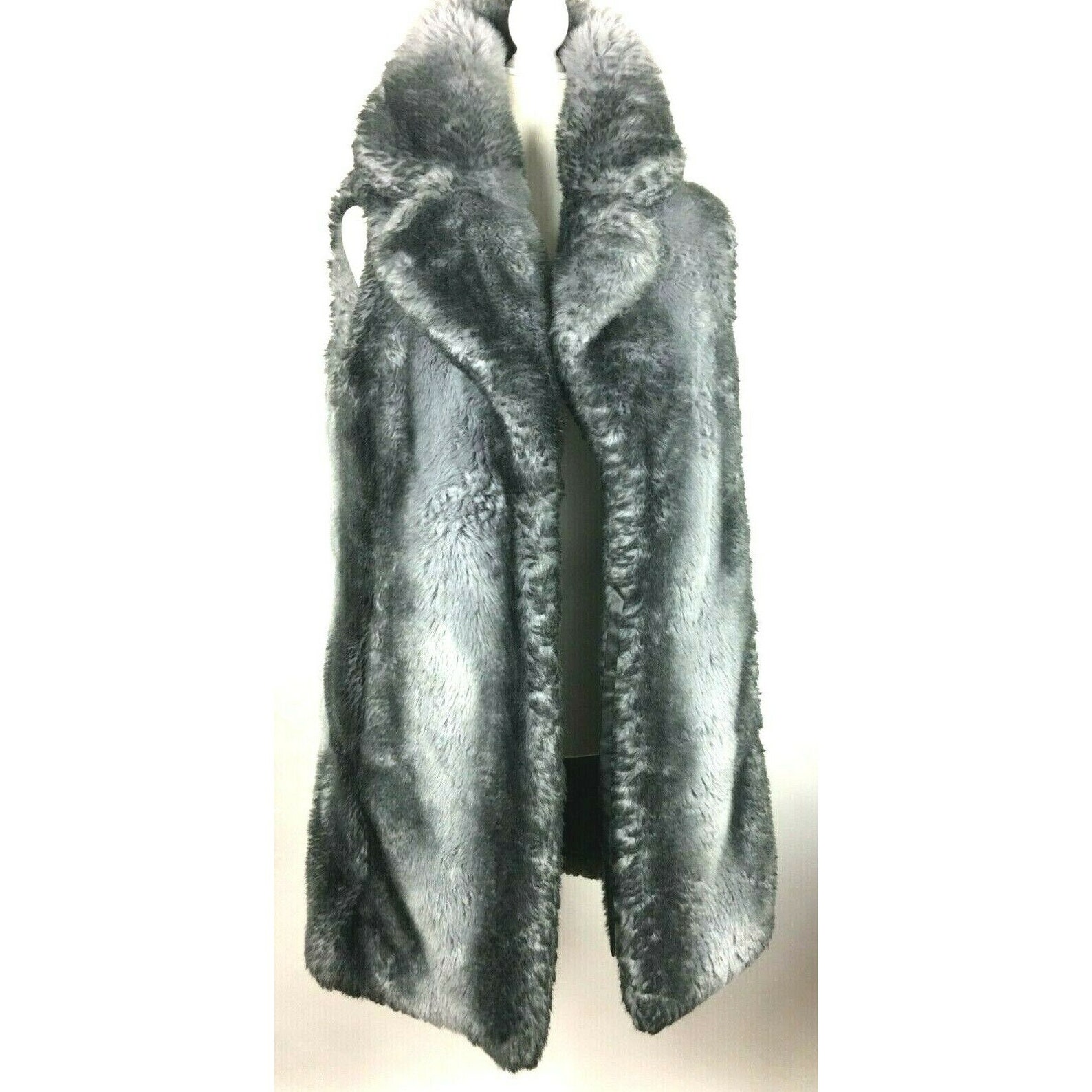 CALVIN KLEIN Women Gray Thick Luxurious Faux Fur Long Vest Etsy