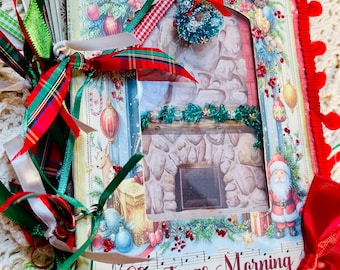Christmas journal gift Mom memory scrapbook handmade mom journal for writer gift sister gift for her birthday handmade keepsake gift her