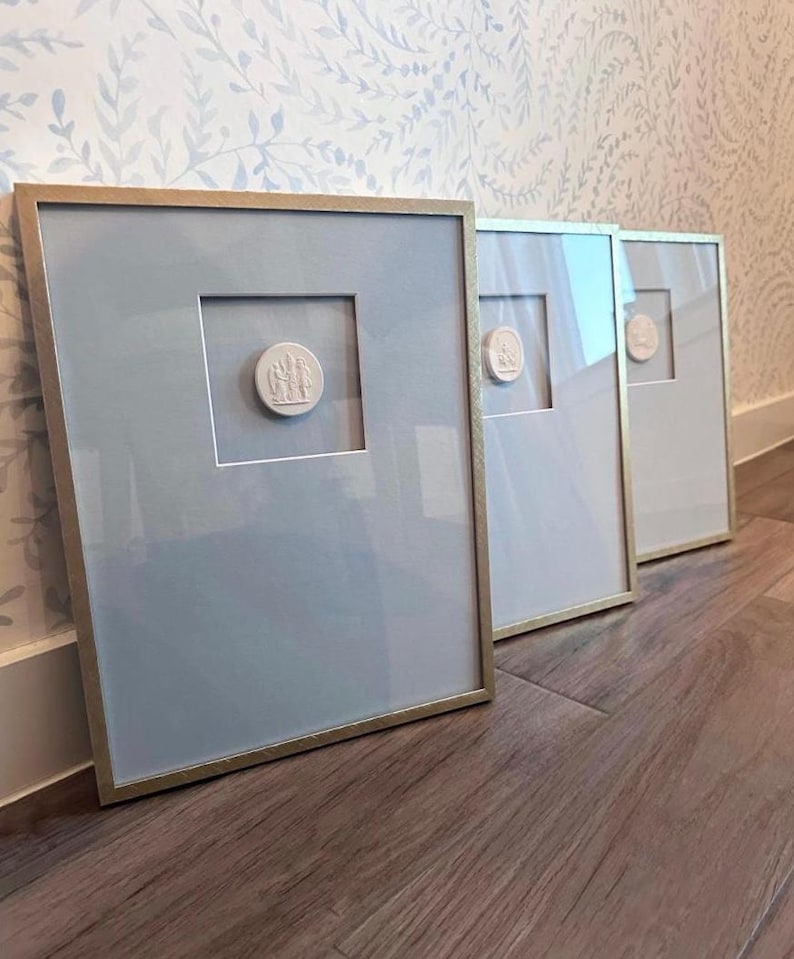 11x14 Powder Blue Framed Intaglio - Etsy