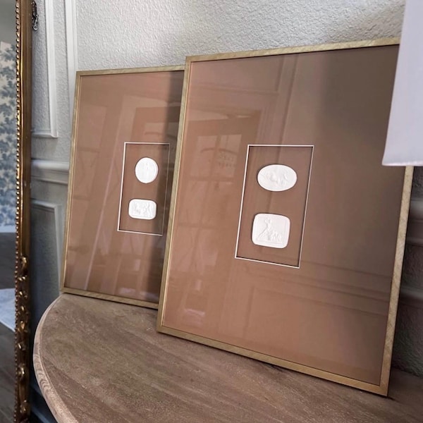 14x18 Saddle Brown Intaglios (Matted to 4x7)