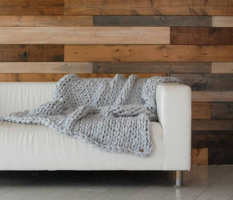 Couverture en Tricot Géant, Chunky Throw, Knit Blanket, Arm Throw Vegan Blanket