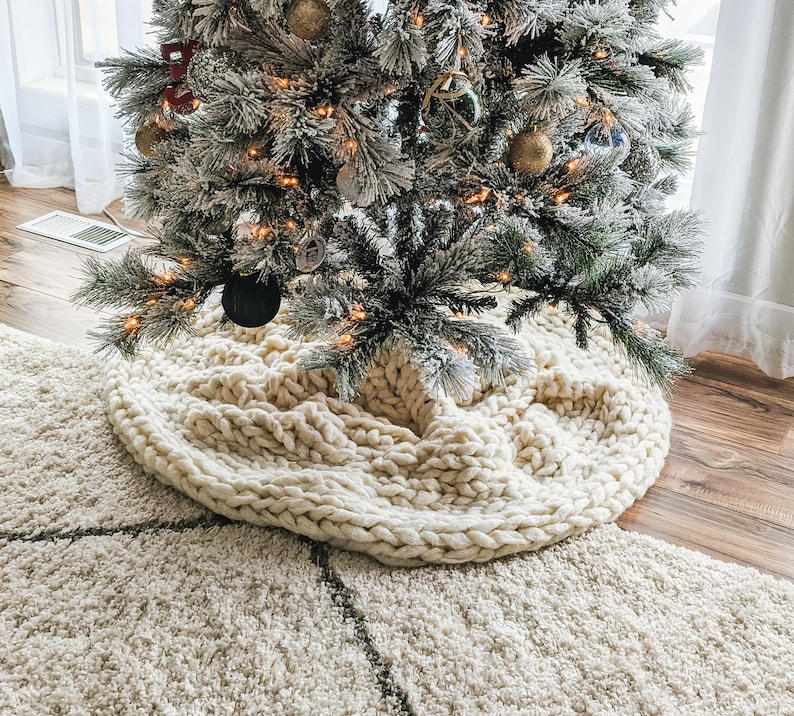 Chunky Knit Tree Skirt Tree Skirt Tree Scarf Christmas Tree Etsy
