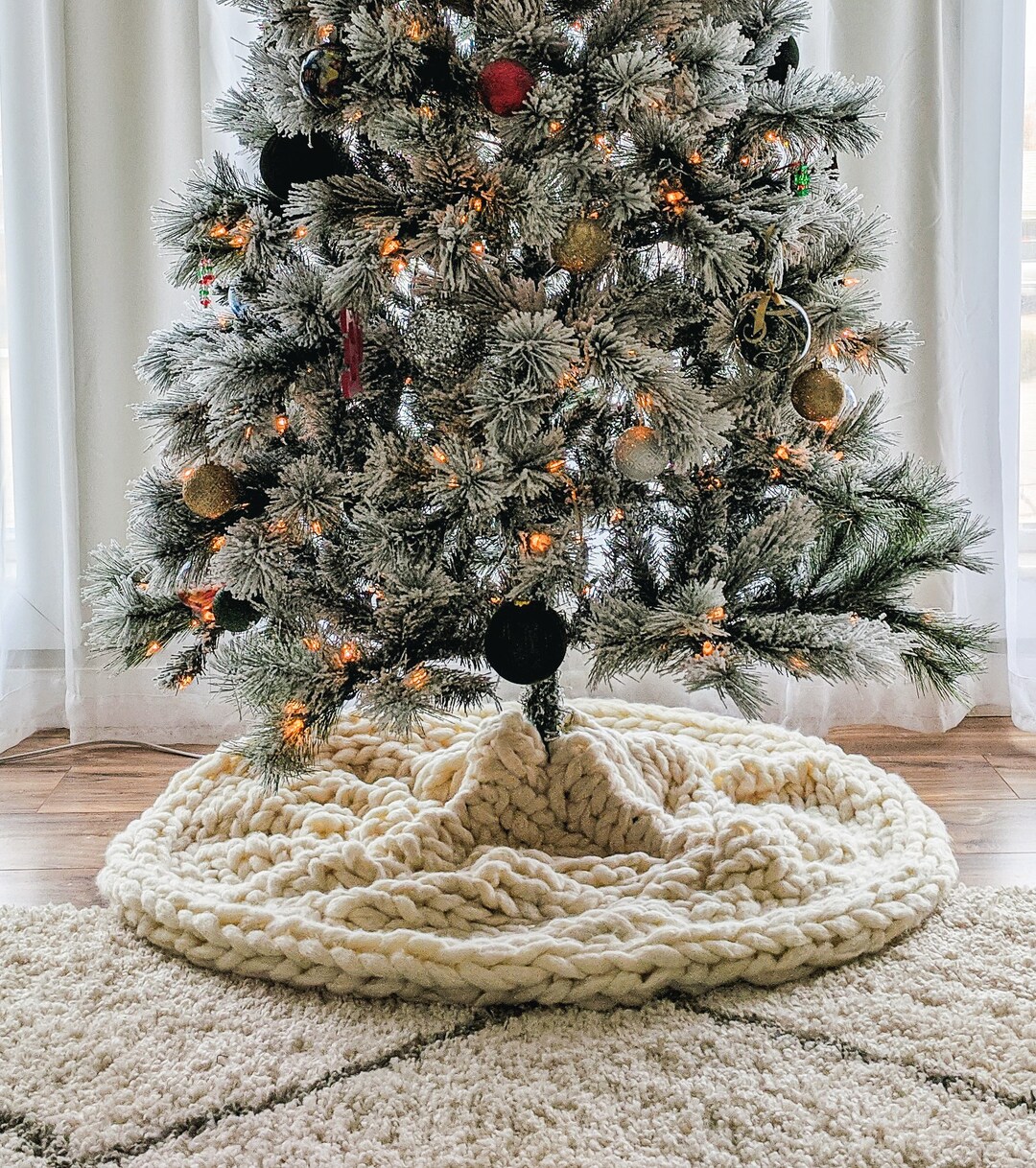 Chunky Knit Tree Skirt, Tree Skirt, Tree Scarf, Christmas Tree Skirt