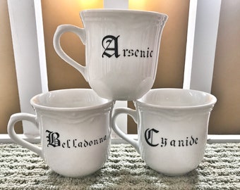 Tea or Coffee 3 Cup Set ~ Arsenic Cyanide Belladonna