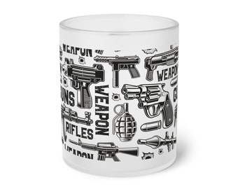 Frosted Glass Mug Weapons and Firearms Pattern