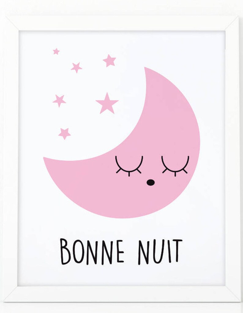 Bonne Nuit, Printable Art, Sleepy Moon, Nursery Wall Art, Good Night ...