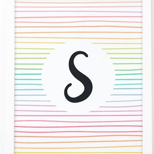 Letter S, Initial wall art, Colorful Stripes, initial Printable, Colors, Nursery Initial Print, Instant download, initial print, printable image 2