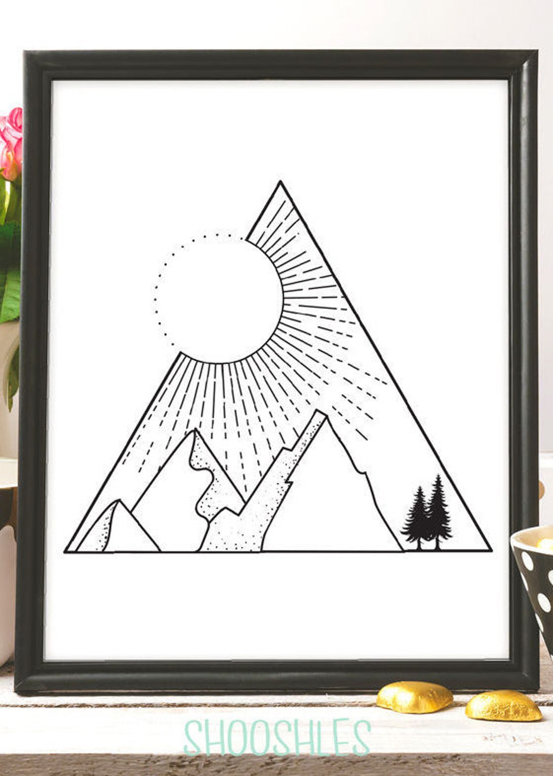 Triangle Nature Print Mountains Wild Life Nature wall art Etsy