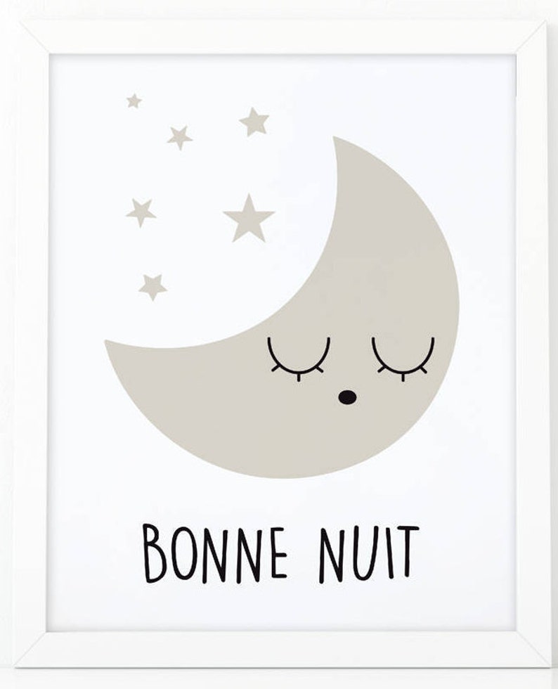 Bonne Nuit, Printable Art, Sleepy Moon, Nursery Wall Art, Good Night ...